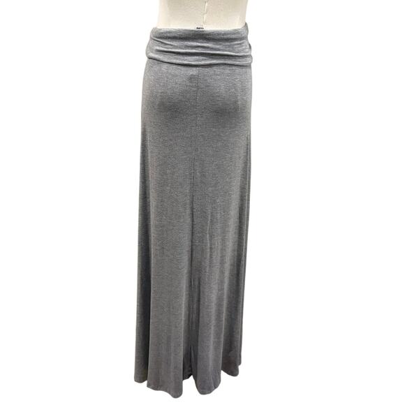 Gray Modal Maxi Skirt XL Soft Stretch Foldover Waist Soft Stretch Boho Louge - Picture 2 of 6
